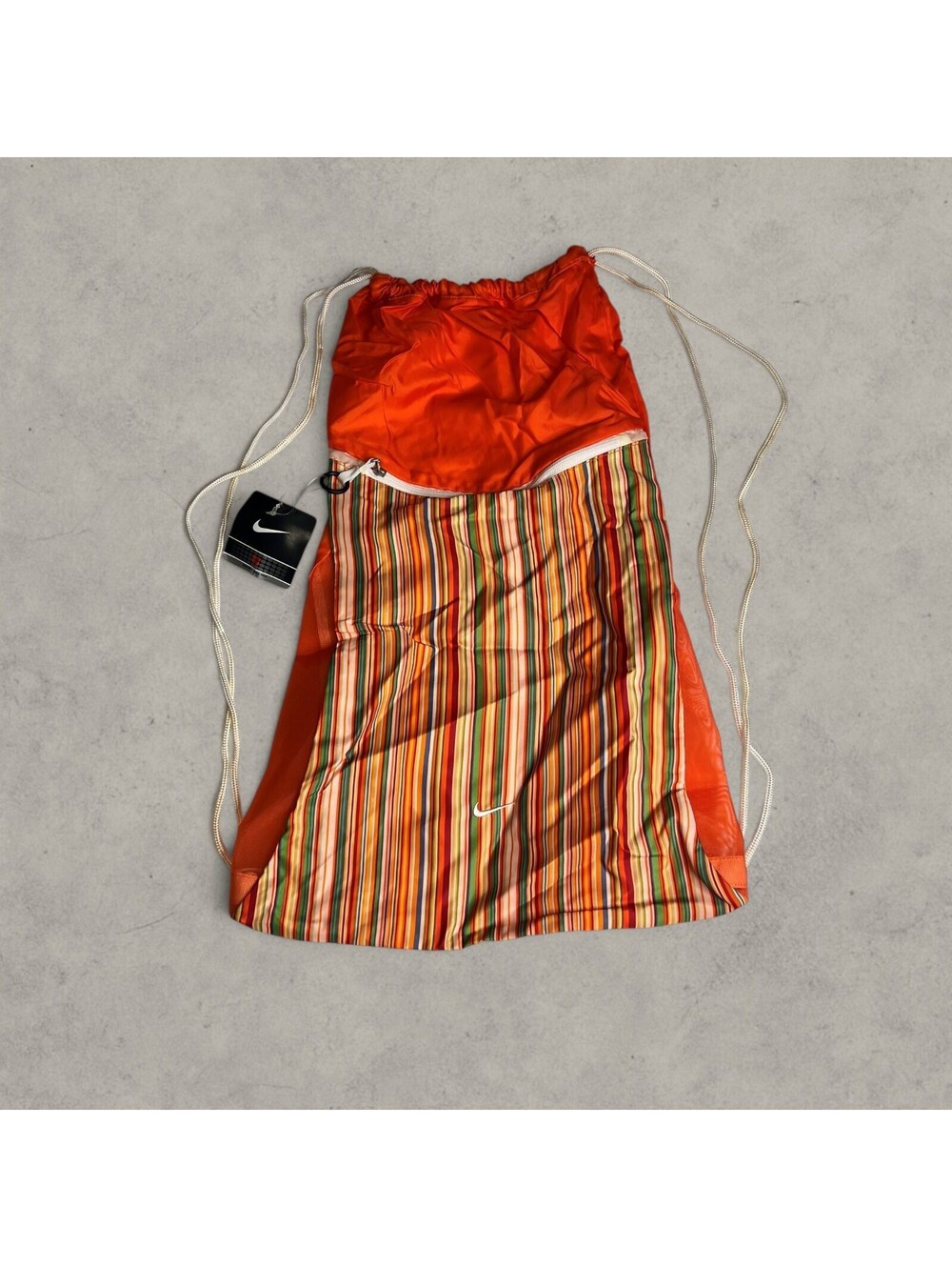Y2K Deadstock Nike Drawstring Backpack Vertical Multicolored Stripes